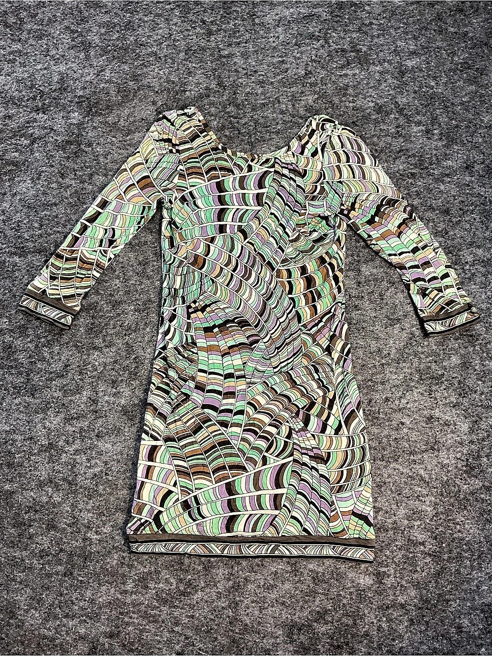 Trina Turk Teal and Brown Abstract Printed Mini Dress Size Small